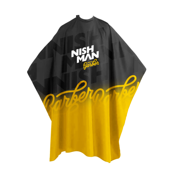 NISHMAN BARBER YELLOW AND BLACK ONE CAPE
